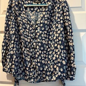 Madewell Navy Floral Blouse